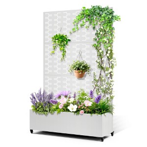 TOAOTBNBO Metal Raised Garden Bed with Brick Pattern, Outdoor Planter Box with Wheels, Modern Privacy Screen for Garden and Patio - 1 of 4