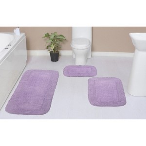 Radiant Bathroom Rugs Set, Washable Rug, Extra Soft and Absorbent bath Rug, Bath Mat Set, Bath Floor Mat Non-Slip, 3 Pcs Set with Runner, Purple - 1 of 4