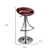 HomeRoots Red and Silver Acrylic and Metal Low Back Adjustable Height Bar Chair - 3 of 4