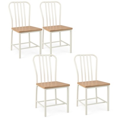 Tangkula Dining Chair Set of 4 Armless Spindle Back Kitchen Chairs w/ Ergonomic Seat