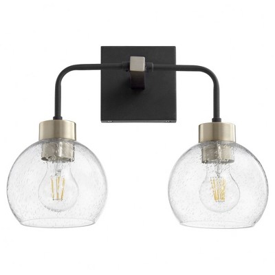 Quorum Lighting Lacy Vanity - 2 Lights, Noir/Aged Brass