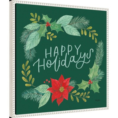 22"x22" White Framed Holiday Botanical Canvas Print