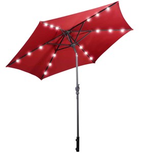 Tangkula 9' Outdoor Patio Umbrella Offset w/LED Light No Base Beige/Burgundy/Tan - 1 of 4