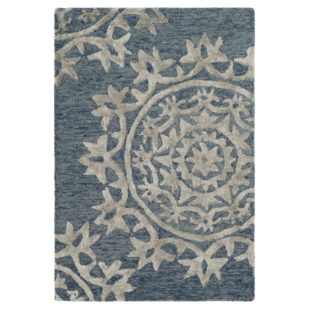 Blue Floral Tufted Accent Rug 2'x3'