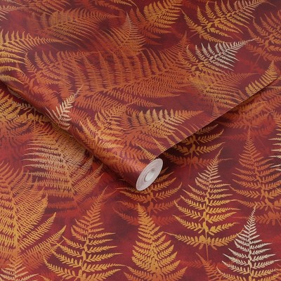 Rust and Gold Fern Pattern Removable Wallpaper Roll