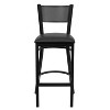 Emma and Oliver Black Metal Grid Back Barstool, Black Vinyl Seat - 4 of 4