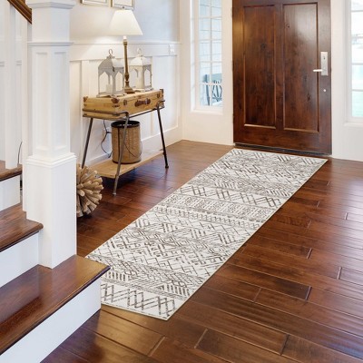 2x6 Washable Runner Rug Entrway Rug Geometric Striped Indoor Carpet Stain Resistant Area Rug Non Slip Runner Rug Low Pile Floor Cover For Kitchen