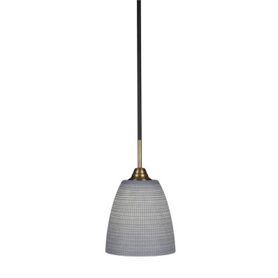 Toltec Lighting Paramount 1 - Light Pendant in  Matte Black/Brass with 8" Gray Matrix Shade