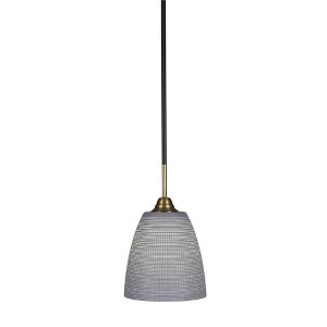 Toltec Lighting Paramount 1 - Light Pendant in  Matte Black/Brass with 8" Gray Matrix Shade - 1 of 1