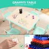 Kids Table and Chairs Set, Toddler Height Adjustable Desk with Graffiti Desktop, 4 Seats - 4 of 4
