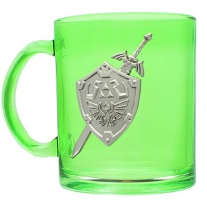 Just Funky The Legend of Zelda Hylian Shield 16oz Green Glass Coffee Mug - 1 of 3