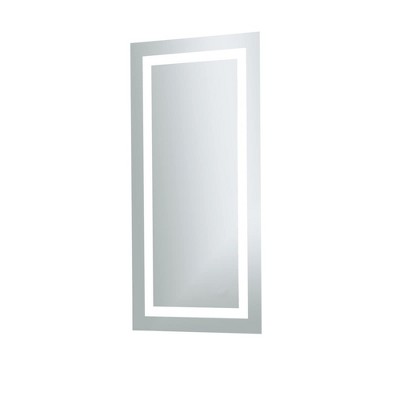 Elegant Silver LED Rectangular Mirror with Glossy White Finish