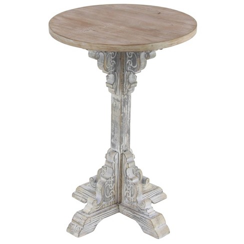 White pedestal deals accent table