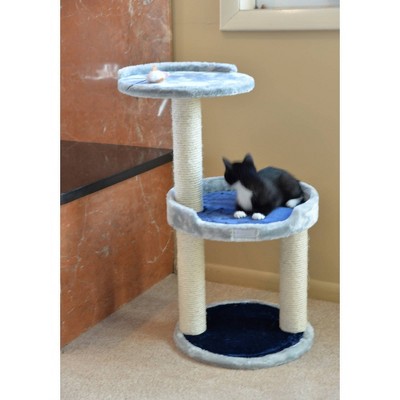 Gray Faux Fur and Sisal 3-Level Cat Tree
