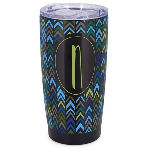 Elanze Designs N Monogram Herringbone Arrows Wrap-Around Design 20 Ounce Stainless Steel On-The-Go Coffee Mug, Thermal Travel Tumbler with Leak - 1 of 4