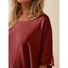 Imily Bela Womens Oversized Casual Summer Crew Neck Loose Dropped Short Sleeve Side Slit Hem Tunic Blouse Light - 3 of 4
