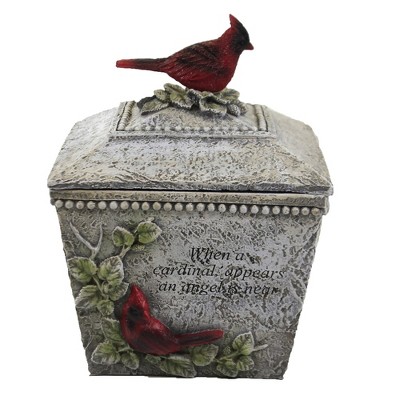 Home Decor 8.0" Cardinal Memorial Box Bereavement Sympathy  -  Decorative Jars