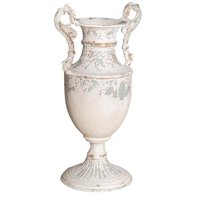 Vintage Metal Decorative Vases with Handles ¨C French Country Style Decorative Flower Container ¨C Distressed