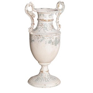 Vintage Metal Decorative Vases with Handles ¨C French Country Style Decorative Flower Container ¨C Distressed - 1 of 4