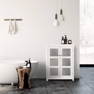 Connor Classic White Floor Cabinet with Textured Glass Doors
