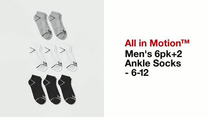 Men&#39;s 6pk+2 Ankle Socks - All In Motion&#8482; 6-12, 2 of 5, play video