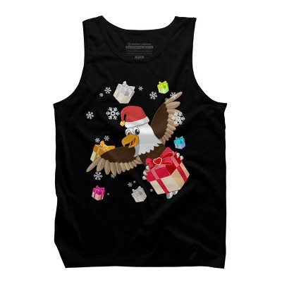 Men's Design By Humans Santa American Bald Eagle Christmas T-Shirt By thebeardstudio Tank Top