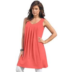 Roaman's Women's Plus Size Pleated Ultimate Tunic Tank - 1 of 4