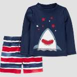 Carter's Just One You® Toddler Boys' 2pc Shark Rash Guard Set - Blue