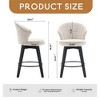 Set of 2 Counter Height Swivel Bar Stools Chenille Upholstered Chairs with Wide Backrest - Leovsnove - 4 of 4