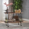 2 Tier Walnut Wood Kitchen Cart,Bar Cart With Wood Shelves,Kitchen Island Cart With Rolling Wheels For Patio Kitchen Backyard-Coolbibila - 3 of 4