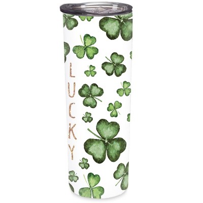Elanze Designs Lucky Green Shamrocks 20 ounce Stainless Steel Travel Tumbler