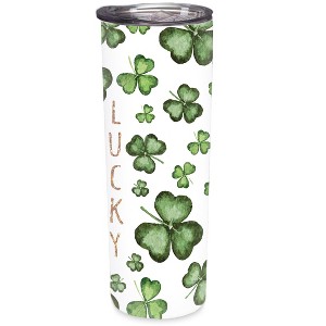 Elanze Designs Lucky Green Shamrocks 20 ounce Stainless Steel Travel Tumbler - 1 of 4