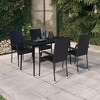vidaXL Garden Dining Set Black PE rattan, powder-coated steel, glass - 55.1" table length Black 4 - 2 of 4