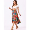 INSPIRE CHIC Women's Tropical Floral Print Ruffle Self-Tie Knot Split Beach Wrap Midi Skirt - 3 of 4