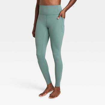 DKNY SPORT Women's Tummy Control Green Workout Yoga Leggings L9936