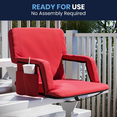 Extra Wide Red Reclining Stadium Chair with Backpack Straps
