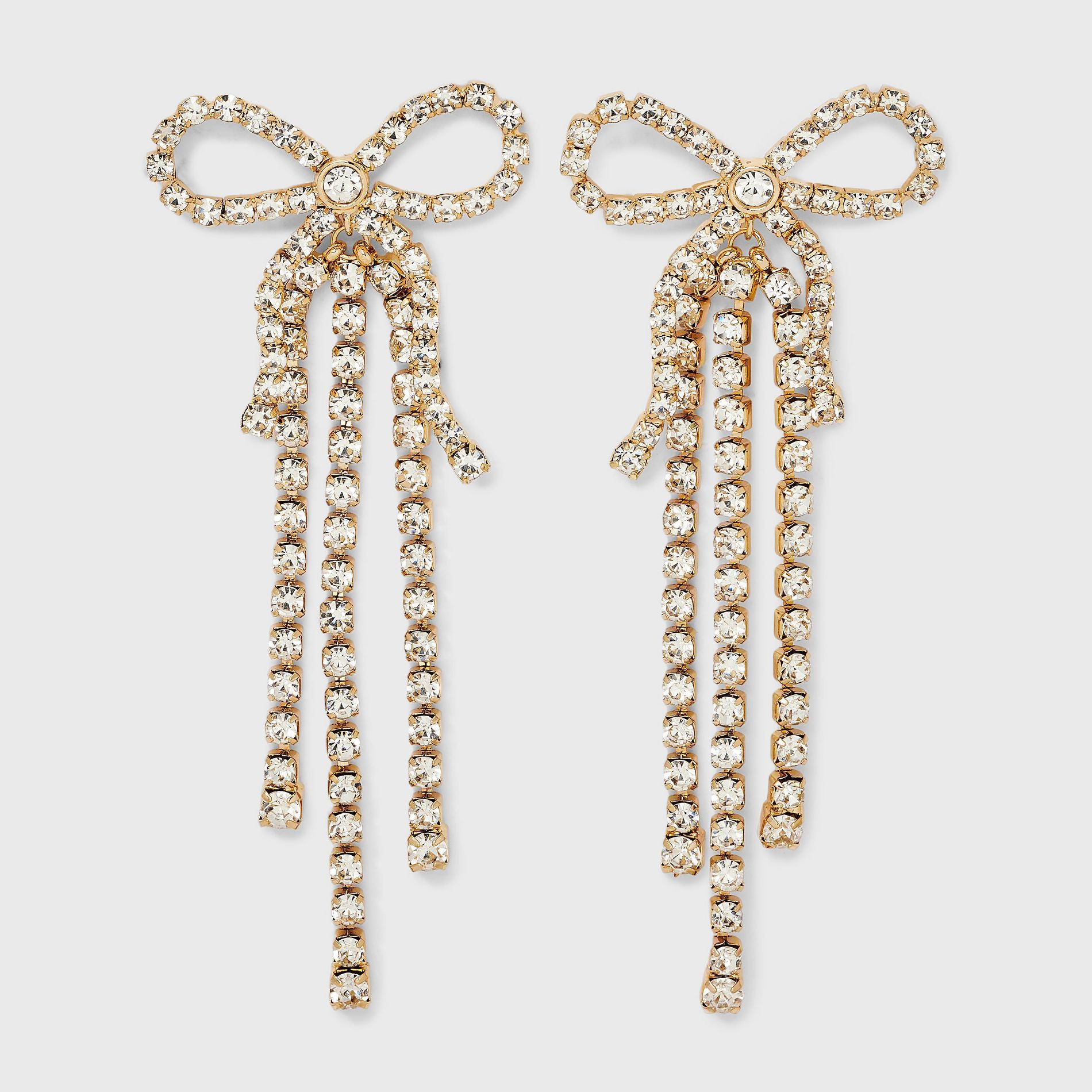 Rhinestone Cup Chain Bow Fringe Post Earrings - A New Day™ Gold