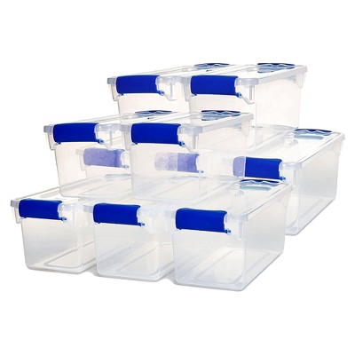 Homz 7.5 qt Clear Storage Organizing Container Bin with Latching Lids, (5 Pack)