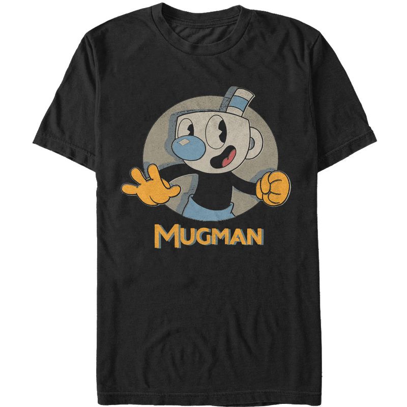 Men's Cuphead Mugman Portrait Circle T-Shirt, 1 of 5