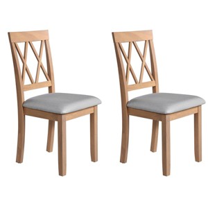 Set of 2 Linen Fabric Upholstered Dining Chairs,Armless Side Chair with Solid Wood Legs,Modern Dining Room Chair for Kitchen Island-Coolbibila - 1 of 4