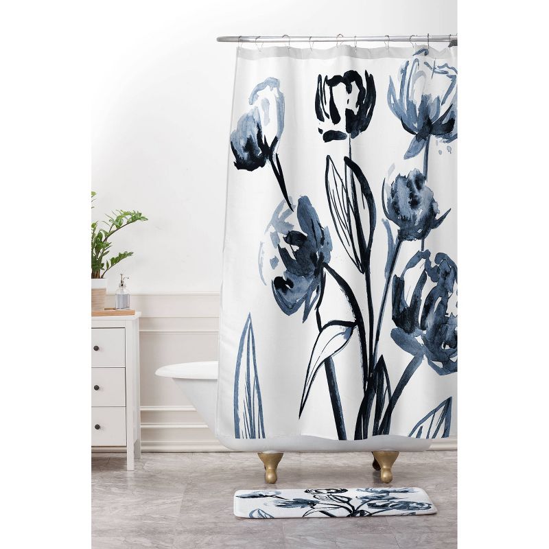 Alison Janssen Peonies Memory Foam Bath Mat Blue - Deny Designs, 2 of 4