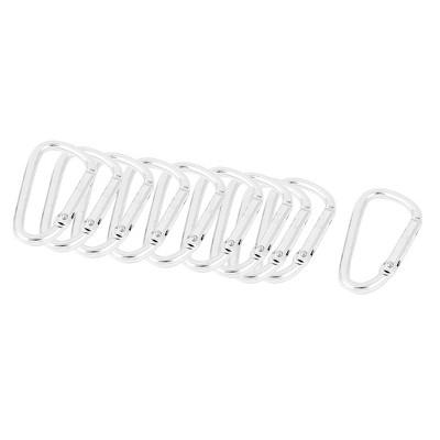 Unique Bargains Metal Hiking D-ring Keychain Carabiner Hook Black 1.8 X 1  X 0.16 10 Pcs : Target