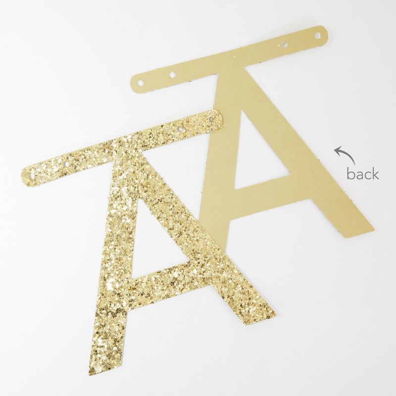 Meri Meri Gold Glitter Letter Garland Kit (12' with excess cord - Pack of 1), 3 of 7