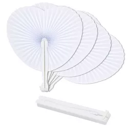 Juvale 60 Pack White Handheld Paper Fans, Heart Shaped Folding Hand Fans, 8.5 x 9.75 In