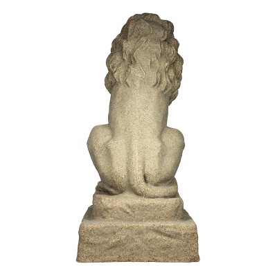 28" Sandstone Resin Guardian Lion Statue