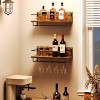 MaseiKar Wall Mounted Wine Rack 2 Pack, Wine Shelf Hanging Floating Wall Shelves, Wine Glass Bottle Rack Stemware Holder, for Living Room, Brown - 2 of 4