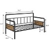 Twin Size Metal Daybed with Sofa Function - Sturdy Platform Bed Frame, Strong Slat Support for Living Room, Bedroom & Guest Room - 2 of 4