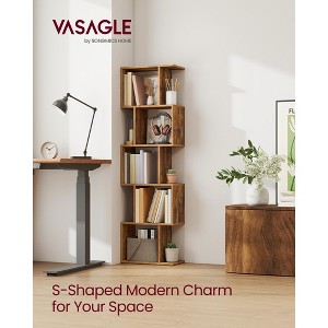 5-Tier Bookcase with S-Design, 62.6" Tall Storage Shelf, 10 Compartments & Anti-Tip Kit, Modern Organizer for Living Room Bedroom Office - 1 of 4