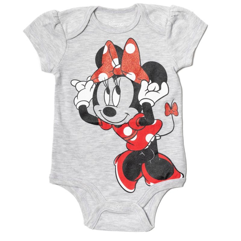 Disney Minnie Mouse Baby Girls Fleece Pullover Hoodie Bodysuit and Pants 3 Piece Outfit Set Newborn to Infant, 5 of 9