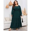 Coolmee Womens Plus Size Fall Long Sleeve Maxi Dress Crew Neck Tiered Ruffle Flowy Long Dresses with Pockets - 3 of 4